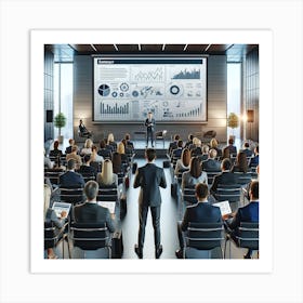 An Image Of A Corporate Seminar In A Modern And Spacious Conference Hall Art Print