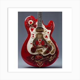 Heartstrings Monarchy: Queen of Hearts Guitar Elegance (12) Art Print