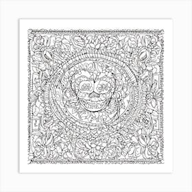 Day Of The Dead Coloring Page 1 Art Print