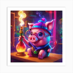 Pig In A Bottle Art Print