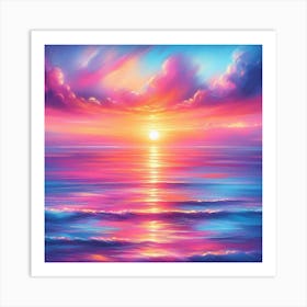 Sunset Over The Ocean 1 Art Print