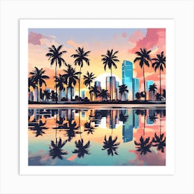 Sunset In Miami City, 1313 Art Print