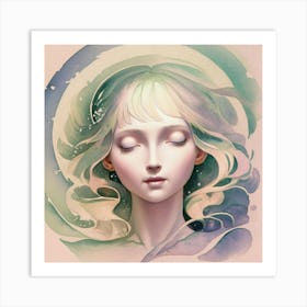 Girl In The Moonlight Art Print