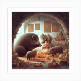 Pigs in Den Art Print