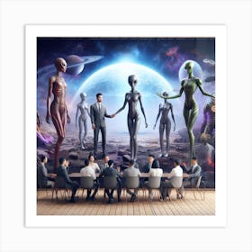 Human Meets Aliens 4 Art Print