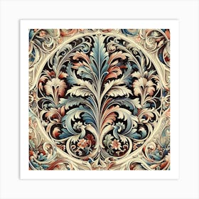 William Morris Inspired Patterns Embellishing The Pages Of An Antique Book, Style Vintage Printmaking 1 Art Print