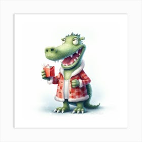 Crocodile Christmas 2 Art Print