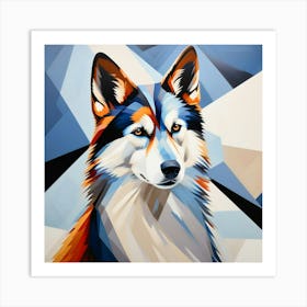 Abstract modernist husky dog Art Print