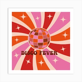 Groovy Disco Ball with Sunburst Art Print