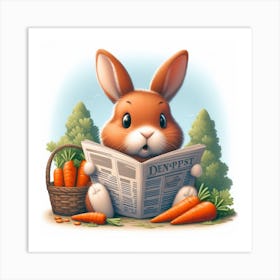 Rabbit Reading Newspaper 1 Art Print