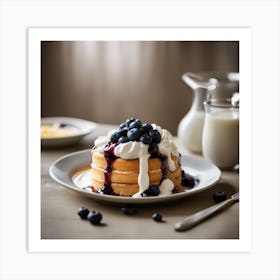 Pancakes With Blueberries Art Print