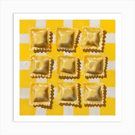 Ravioli Yellow Checkerboard 2 Art Print