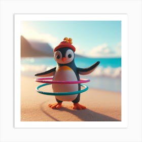 Penguin On The Beach 1 Art Print