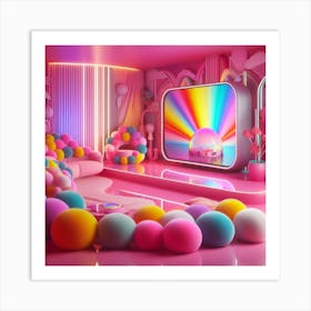 Neon pom Pom Room 1 Art Print