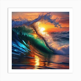 Sunset Ocean Wave 2 Art Print