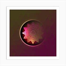 Geometric Neon Glyph on Jewel Tone Triangle Pattern 244 Art Print