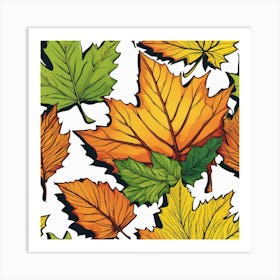 Autumn Leaves Seamless Pattern 6 Art Print