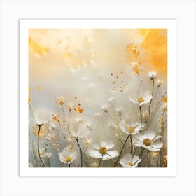 White Cosmos Flowers Art Print