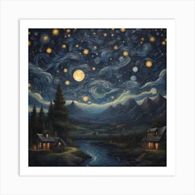 Starry Night Background Art Print