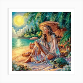 Woman On The Beach Art Print