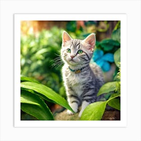 Kitten In The Garden Art Print