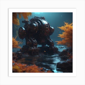 Robot In The Forest Art Print