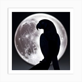 Lunar Parrot Silhouette Art Print