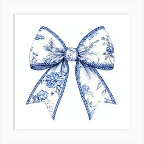 Blue And White Floral Bow Poster