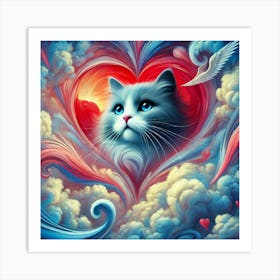 Cat In A Heart 1 Art Print