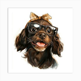 Cute Dog With Glasses 1 Art Print