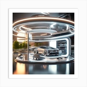 Futuristic Car Showroom 4 Art Print