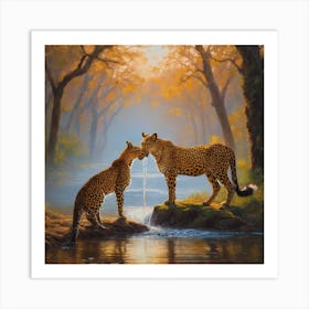 Leopard sunset Art Print