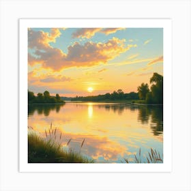 Sunset By The River Art Print