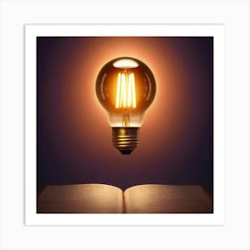 Book With Light Bulb Art Print