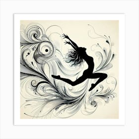 Line Art dancer silhouette 2 Art Print