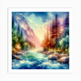 Landscape Watercolor Painting Art Print