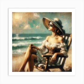 Woman On The Beach Art Print Art Print