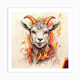 Goat On Fire 65 Art Print