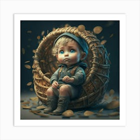 Little Boy In A Basket Art Print