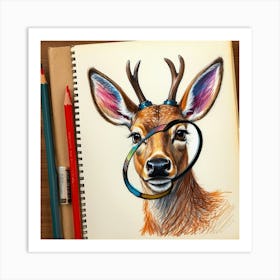 Deer Drawing 34 Art Print