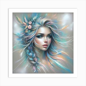 Beautiful Woman With Feathers 1 Art Print