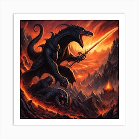 Dragon On Fire Art Print