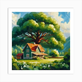 House Under A Tree Art Print