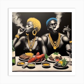 'Smoking And Eating' Art Print