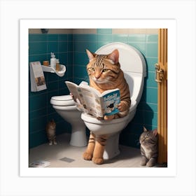 Cat Reading A Newspaper Art Print