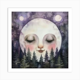 Moon In The Forest Art Print