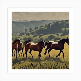 Horses In A Field 16 Art Print