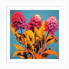 Andy Warhol Style Pop Art Flowers Celosia 1 Square Art Print