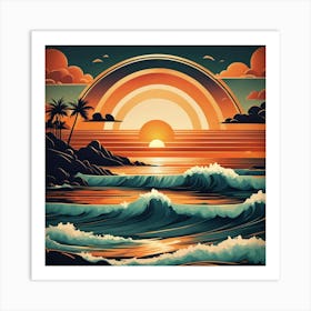 Sunset At The Beach 3 Art Print