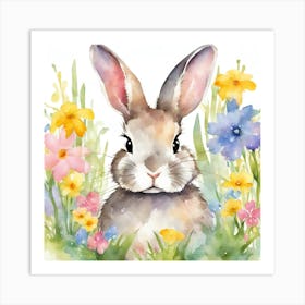 Easter Bunny Watercolor Painting Art Print